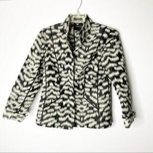 Lafayette 148 New York Black & Cream Zebra Inspired Print Blazer Size 4